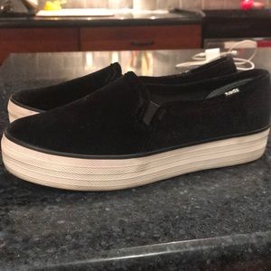 Keds black slip ons